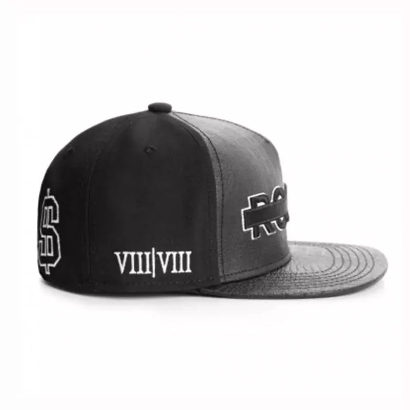 ROCKY Black Leather Snapback Cap