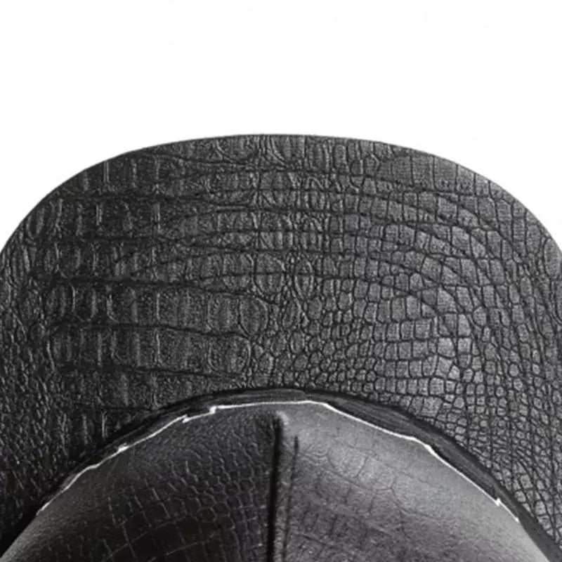 ROCKY Black Leather Snapback Cap