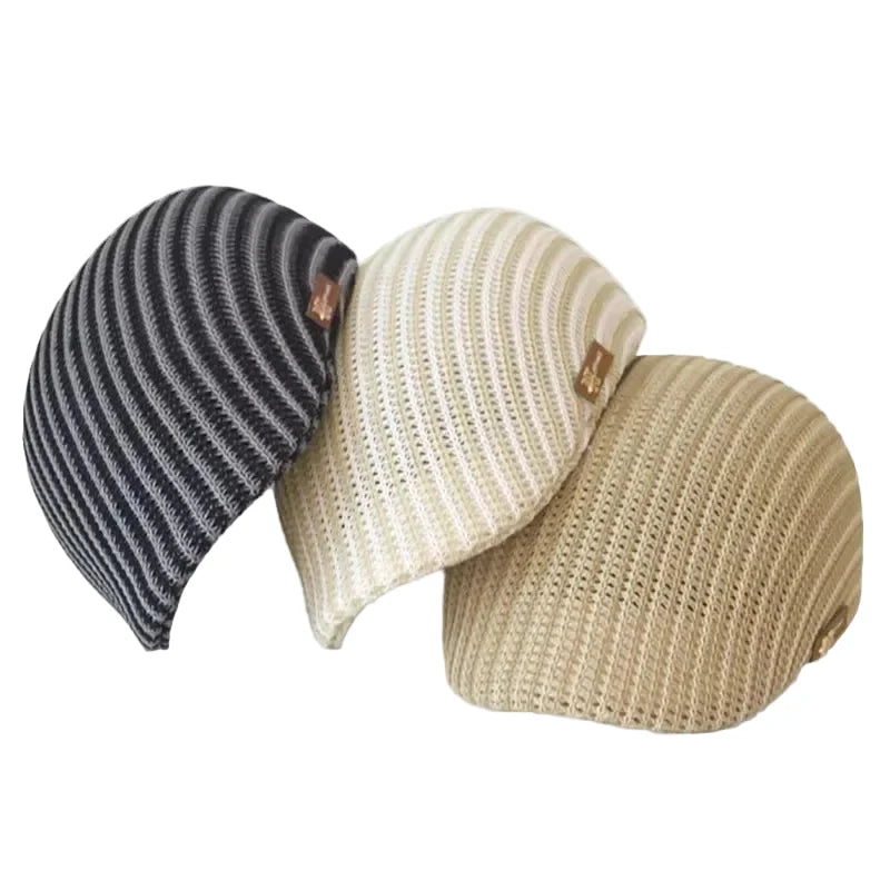 Recife Summer Striped Linen Flat Cap