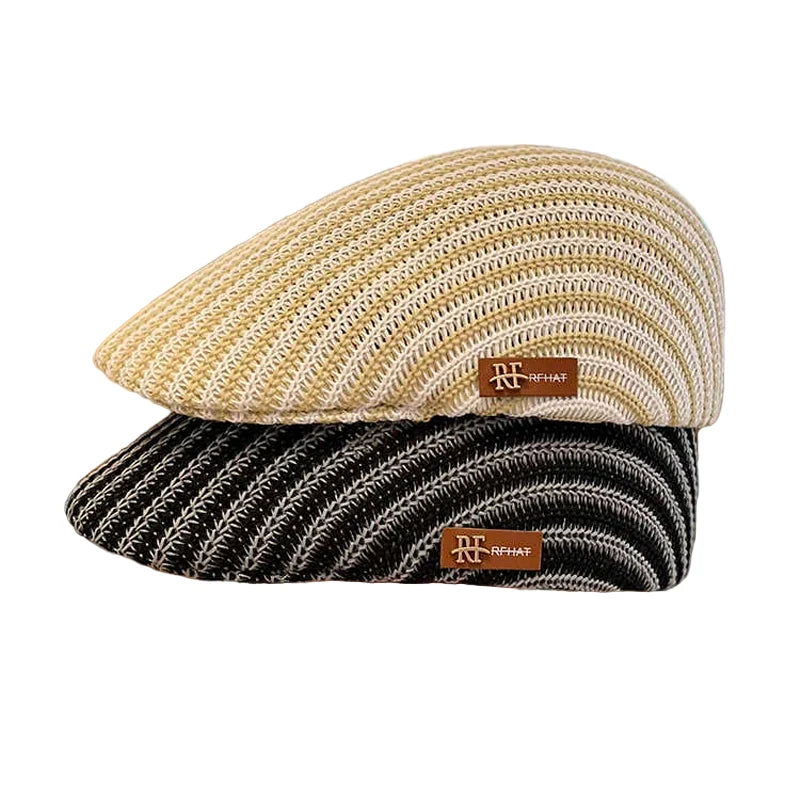 Recife Summer Striped Linen Flat Cap
