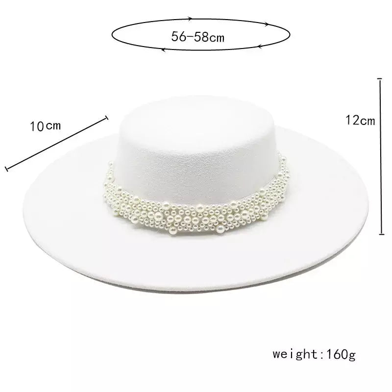 Reims Women Pearls Belt Boater Hat