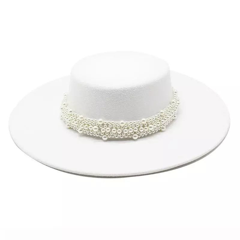 Reims Women Pearls Belt Boater Hat