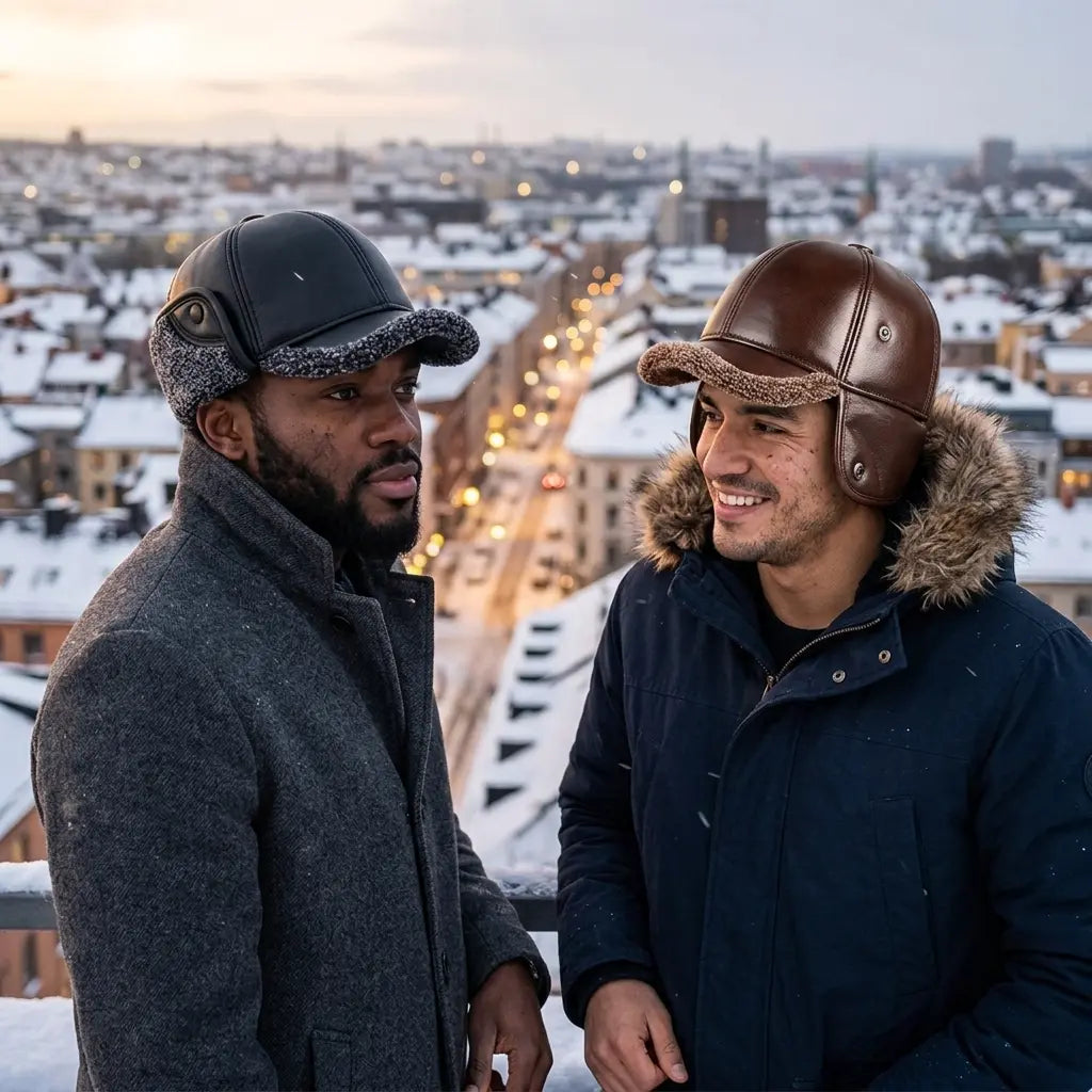 Rennes Genuine Leather Earflaps Baseball Cap
