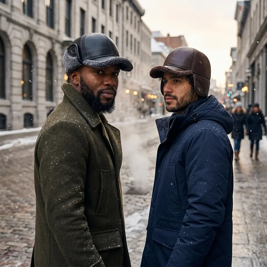 Rennes Genuine Leather Earflaps Baseball Cap