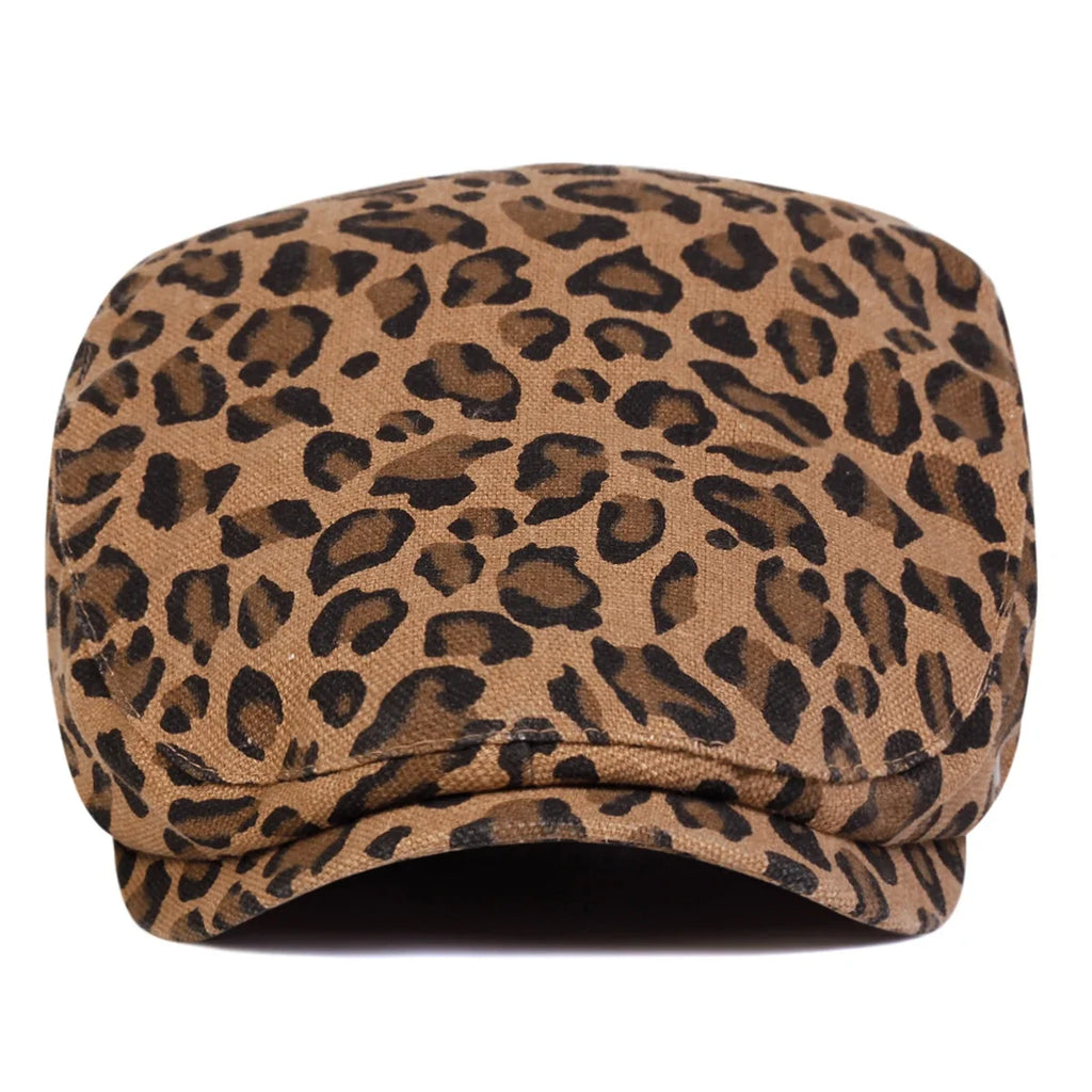 Leopard Skin Print Flat Cap