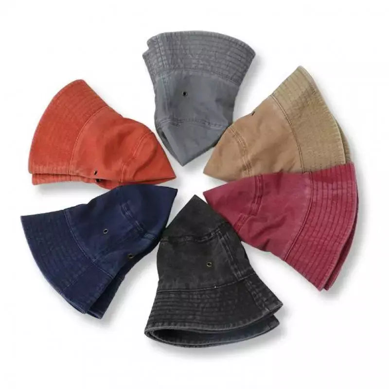 Retro Washed Cotton Bucket Hat