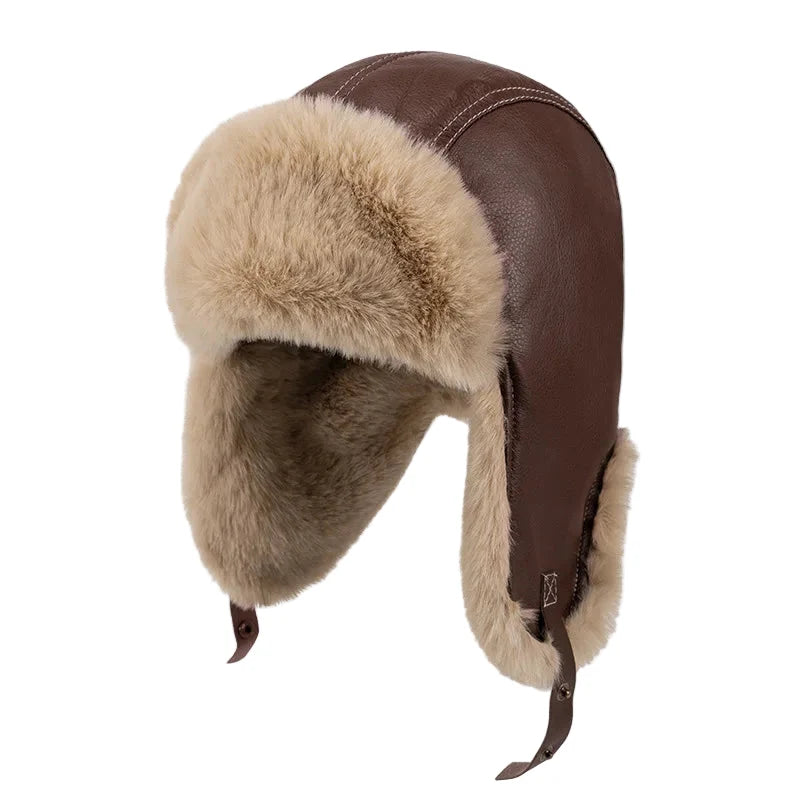 Richdale Winter Skiing Fur Leather Trapper Bomber Hat