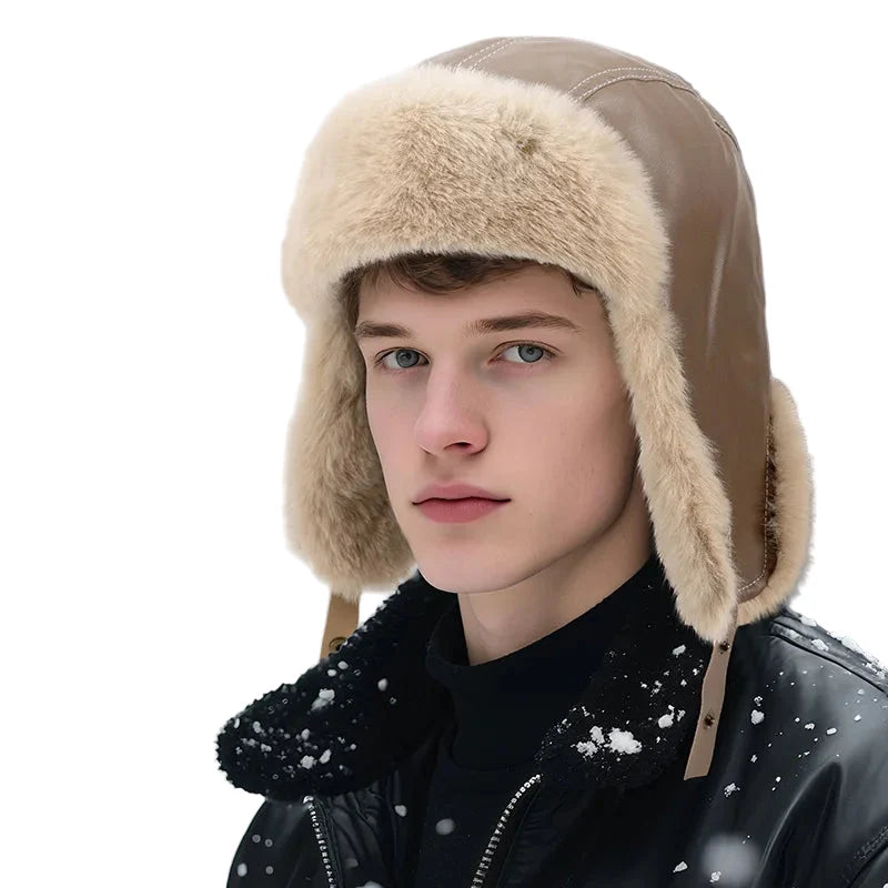 Richdale Winter Skiing Fur Leather Trapper Bomber Hat