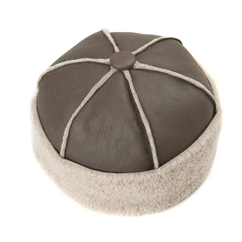 Russian Wool Lined Genuine Leather Docker Cap