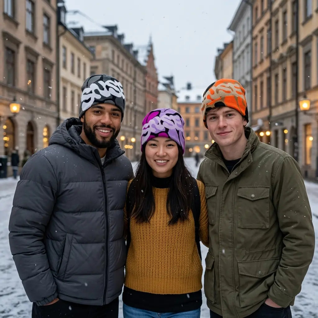 SNSE Winter Abstract Skully Beanie