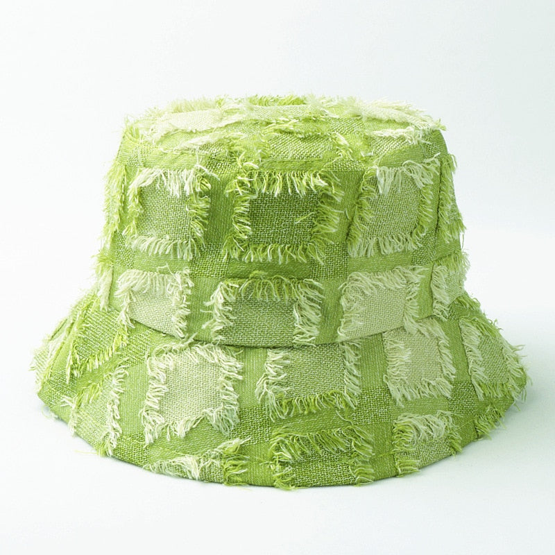 Saint-Dennis Fur Plaid Bucket Hat