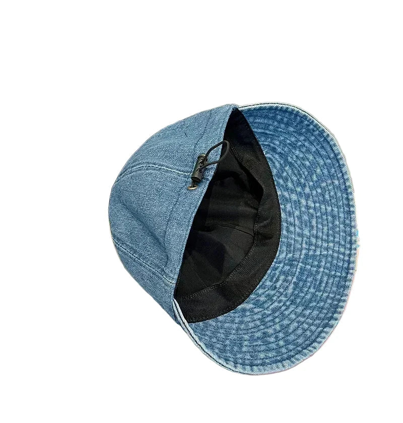 Saint Joan Wide Brimmed Cotton Denim Visor