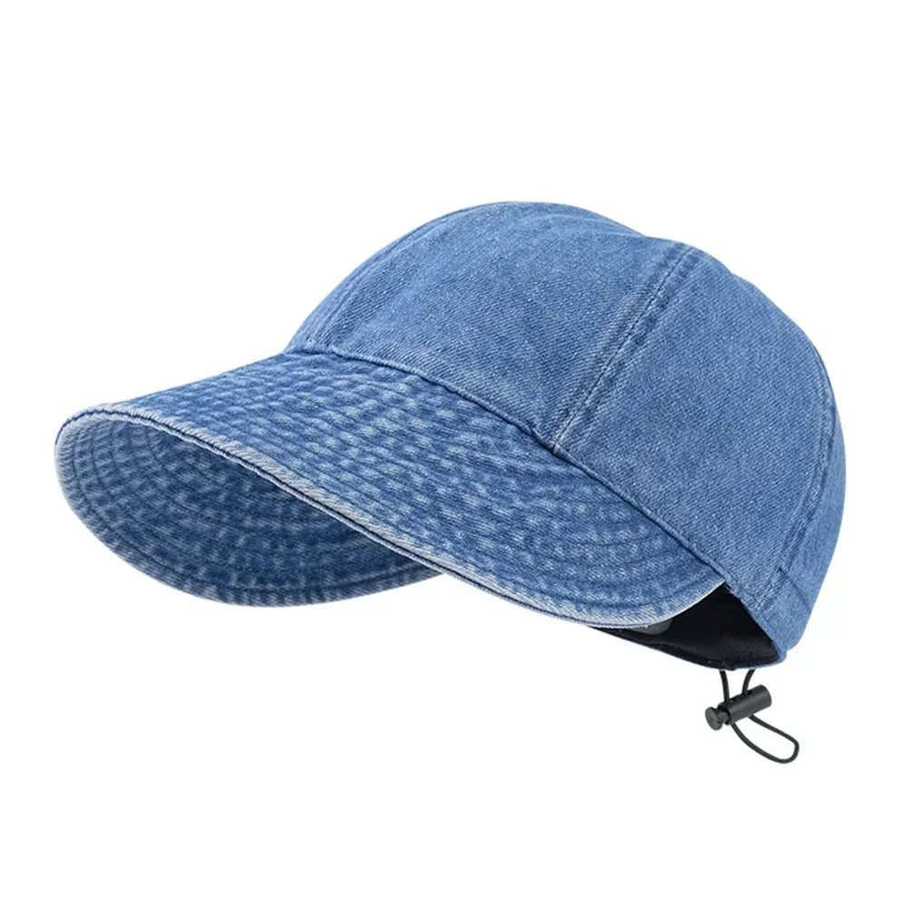 Saint Joan Wide Brimmed Cotton Denim Visor