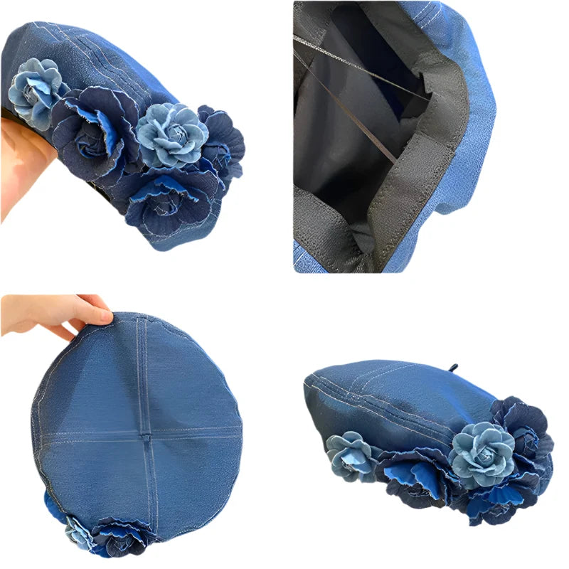 Saint Lizier Floral Denim Beret