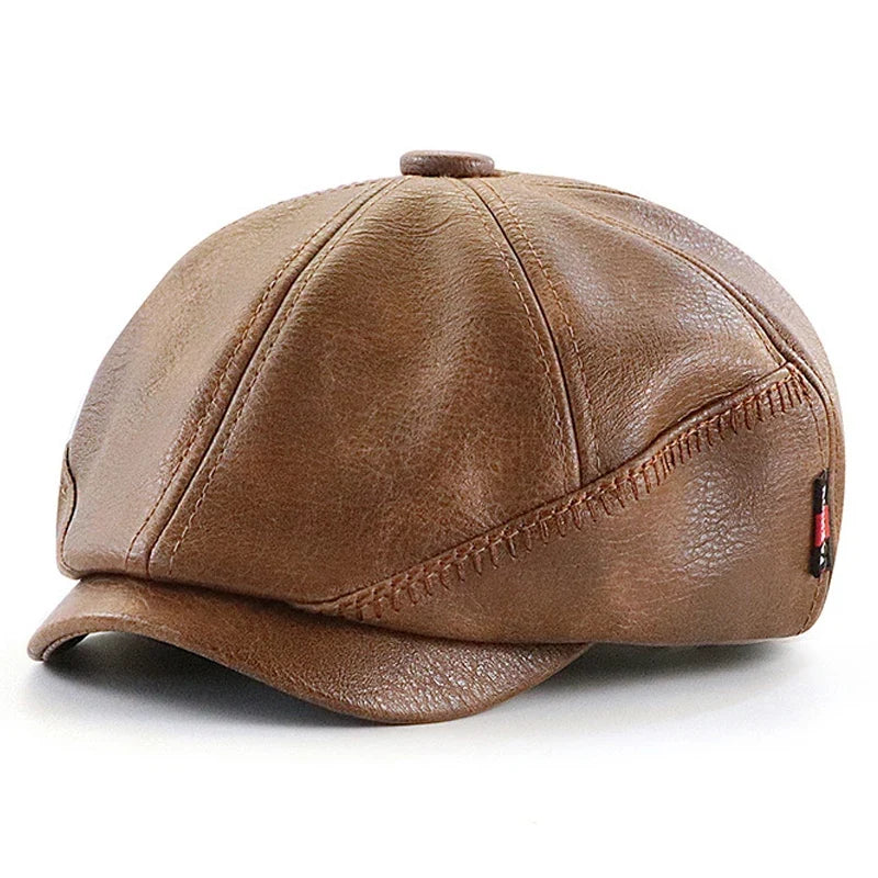Salzsburg Vintage Leather Newsboy Cap