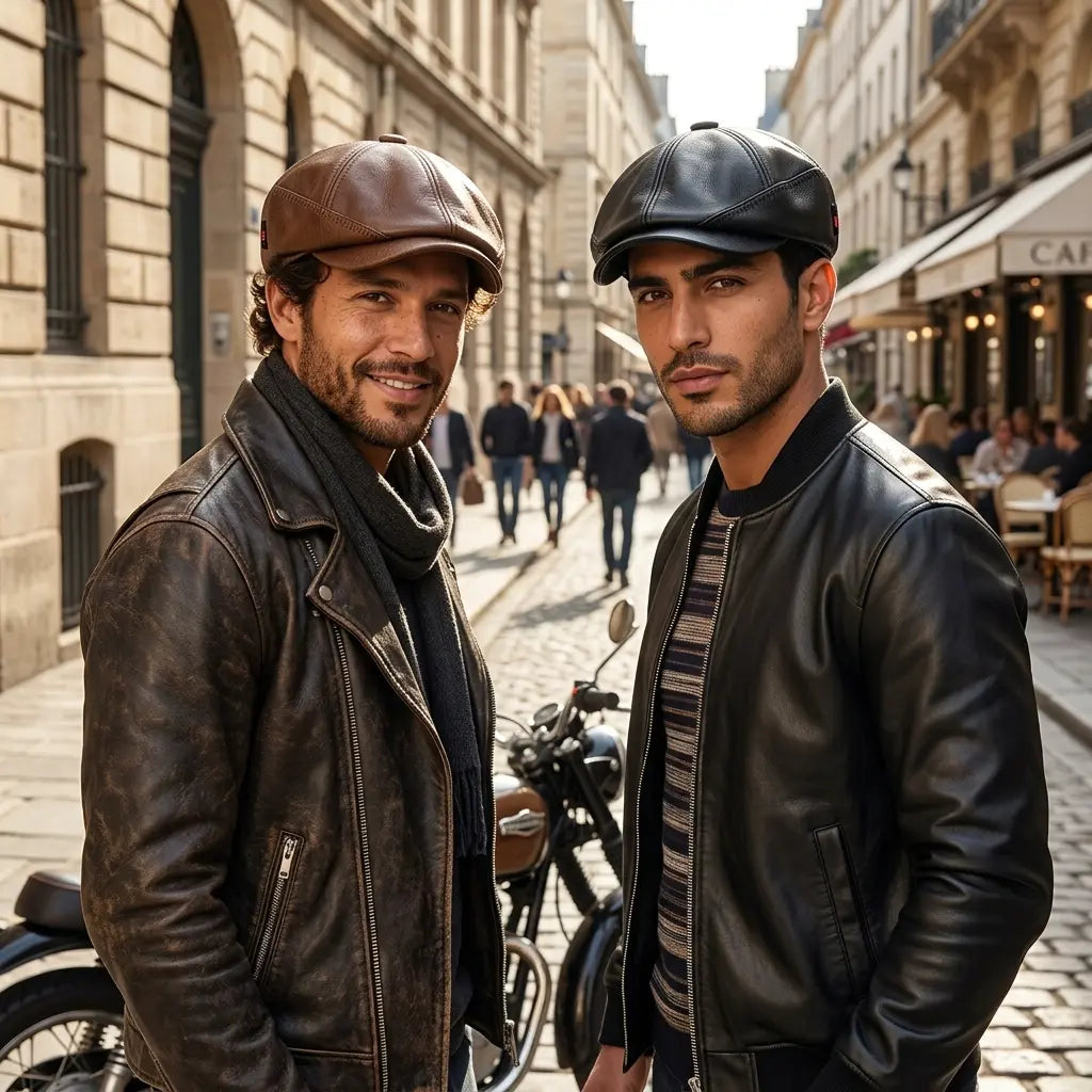 Salzsburg Vintage Leather Newsboy Cap