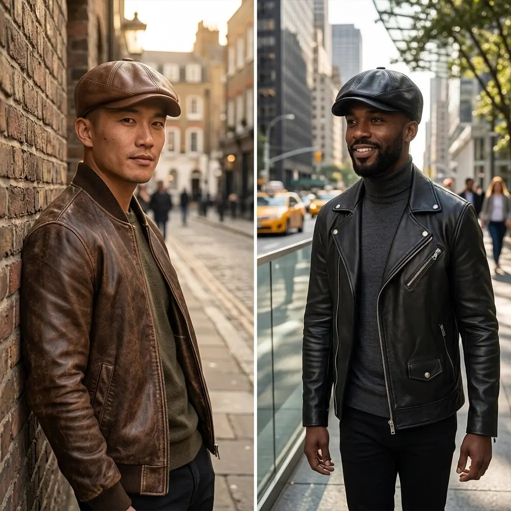 Salzsburg Vintage Leather Newsboy Cap