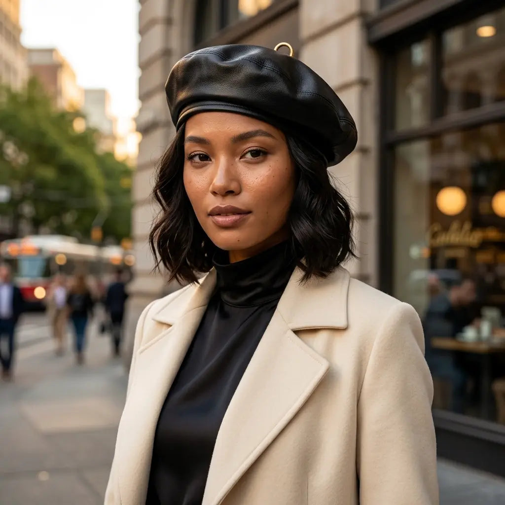 Sauvignon Women Genuine Leather Beret