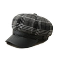 Seattle Women Tartan Leather Cotton Newsboy Cap