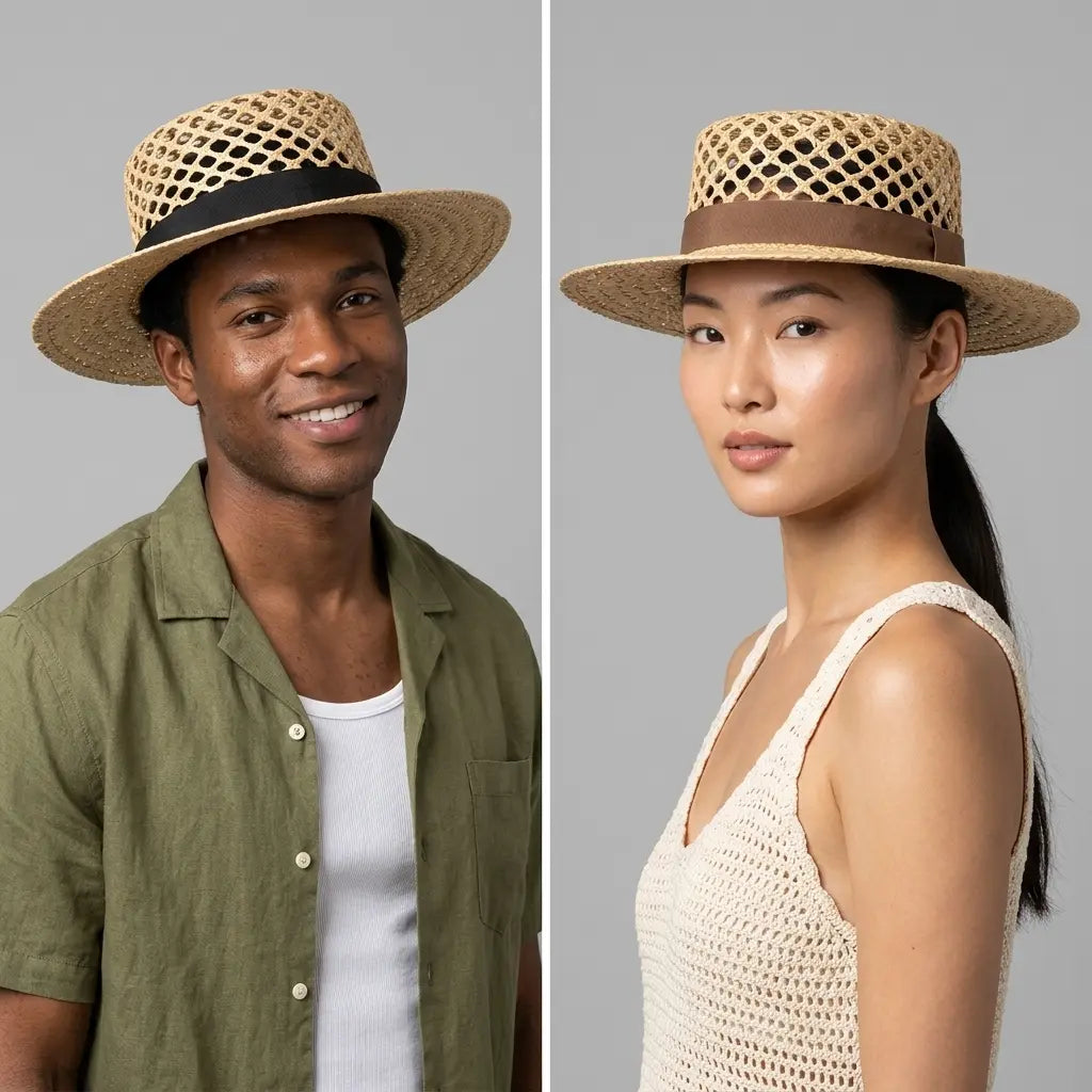 Seychelles Summer Handmade Straw Raffia Boater Hat