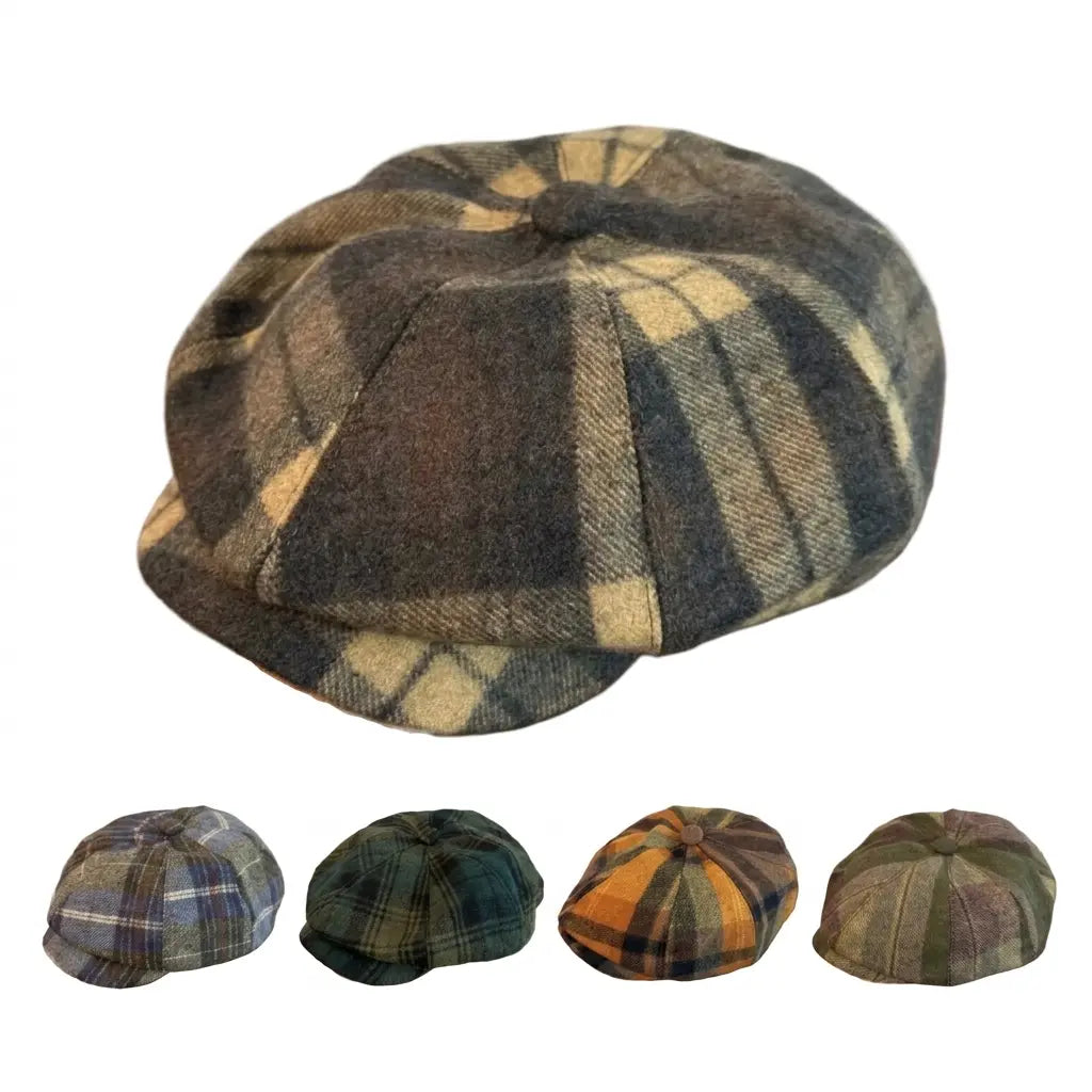Sheffield Plaid Wool Newsboy Cap
