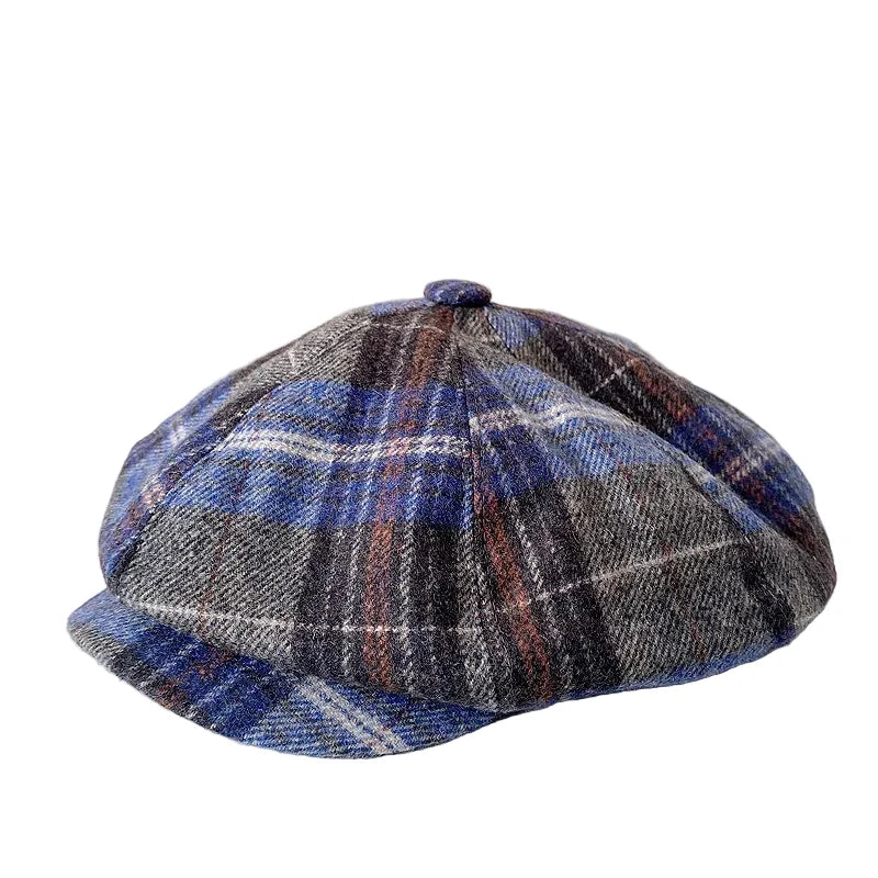 Sheffield Plaid Wool Newsboy Cap