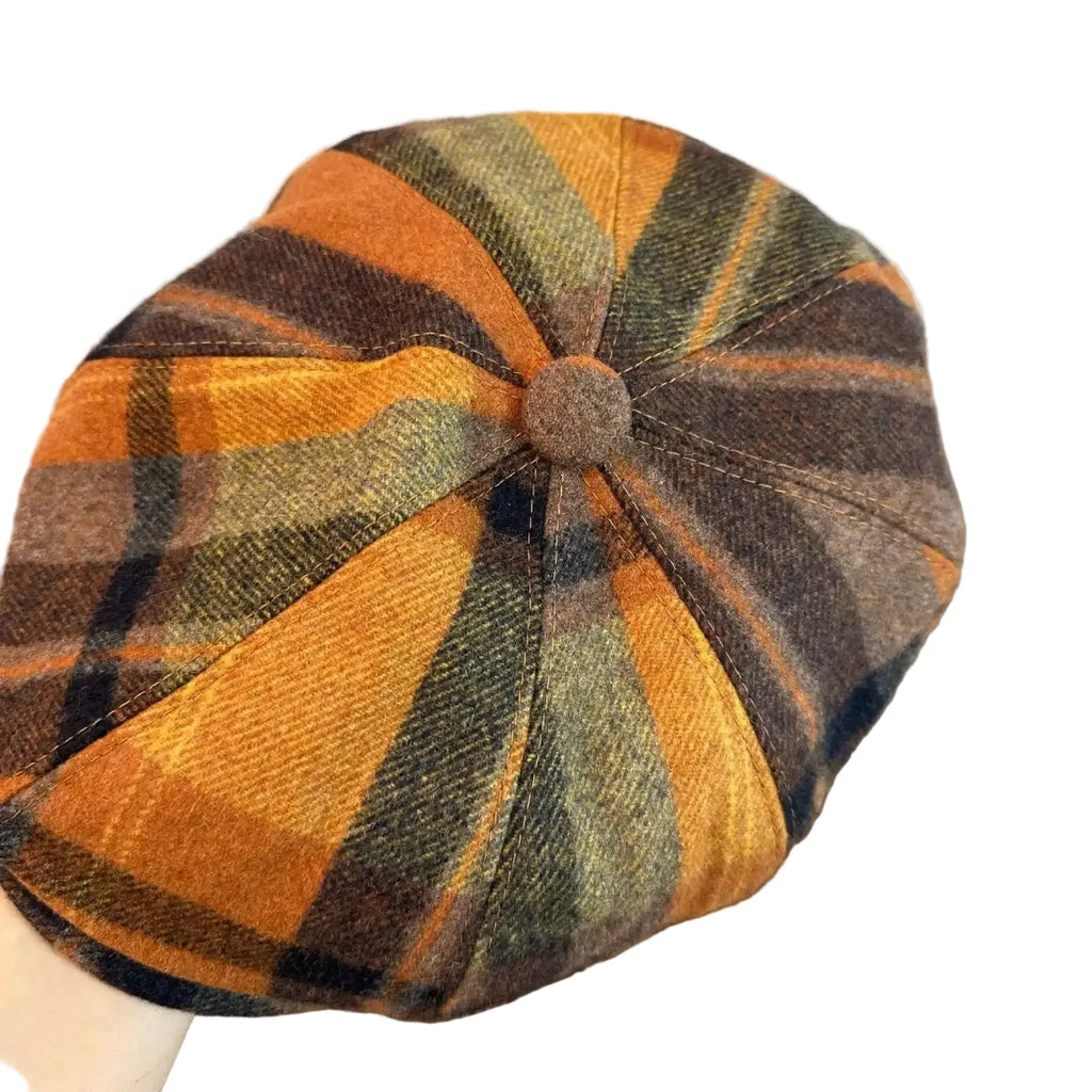 Sheffield Plaid Wool Newsboy Cap