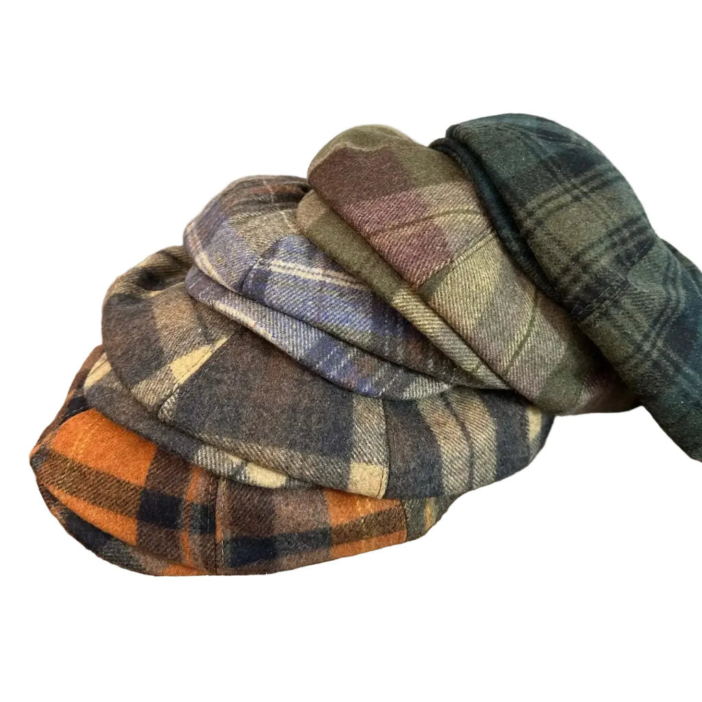 Sheffield Plaid Wool Newsboy Cap
