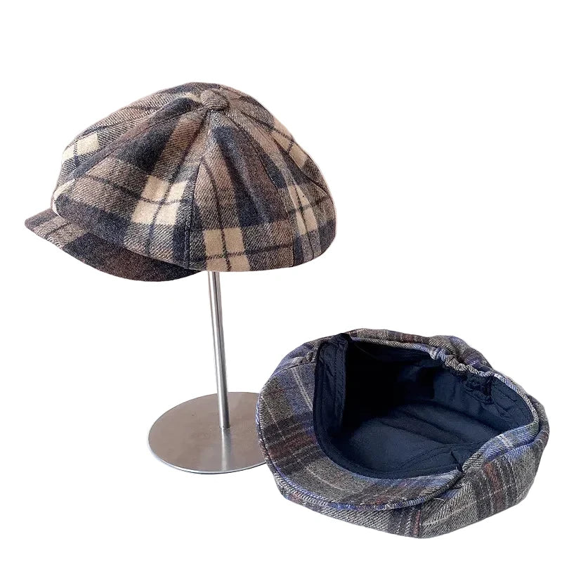Sheffield Plaid Wool Newsboy Cap
