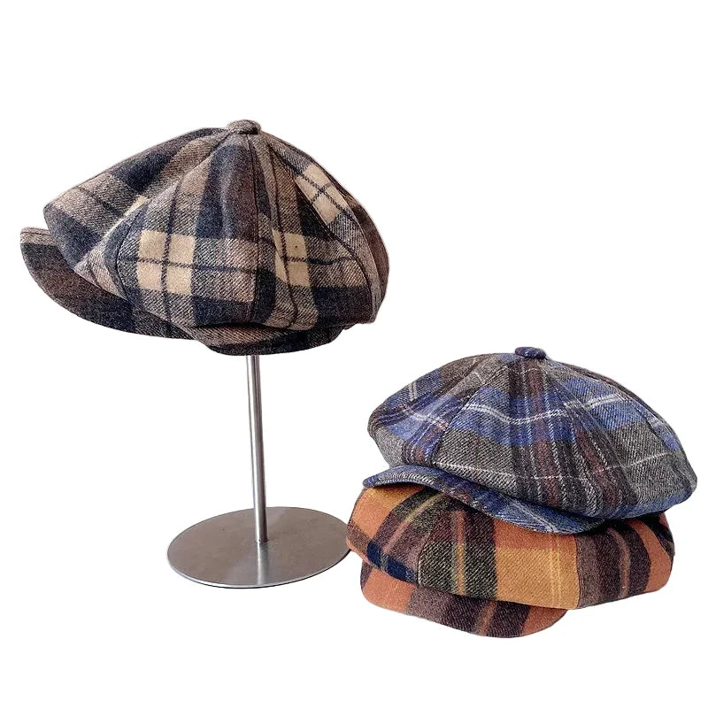 Sheffield Plaid Wool Newsboy Cap