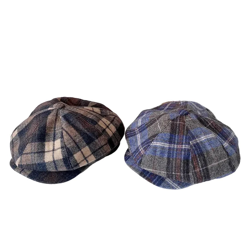 Sheffield Plaid Wool Newsboy Cap