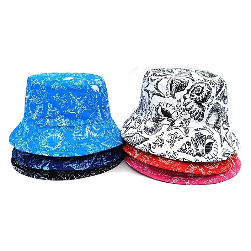 Shells Print Reversible Bucket Hat