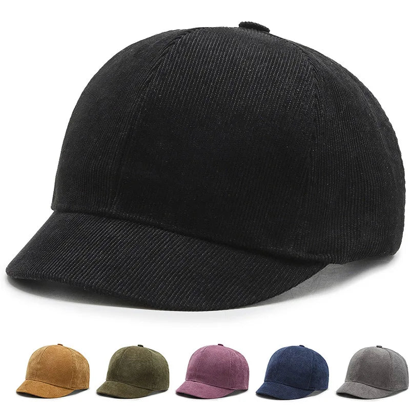 Short Brim Corduroy Baseball Cap