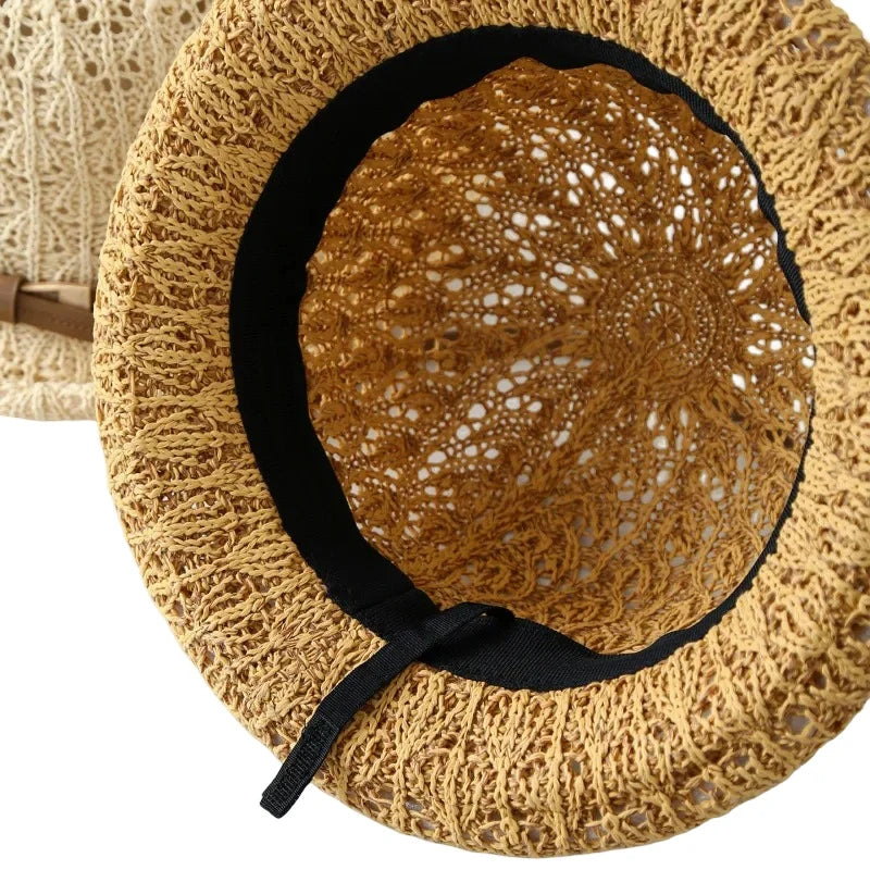 Siracusa Sun Rolled Brim Raffia Bucket Hat