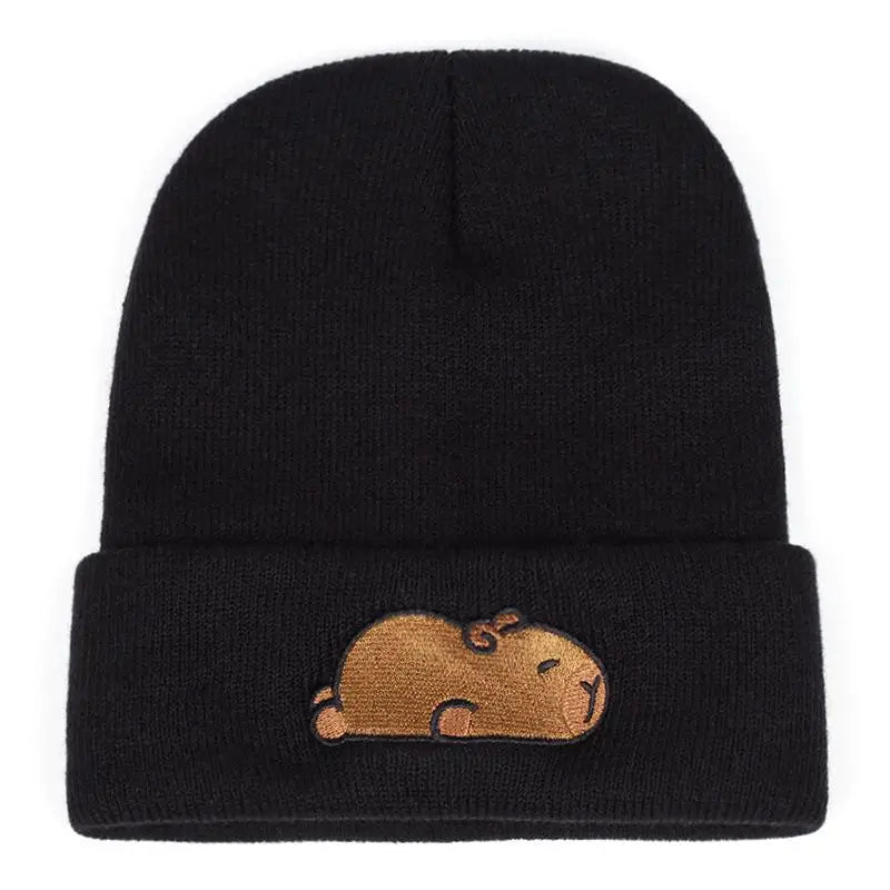 Sleeping Capybara Winter Knitted Beanie