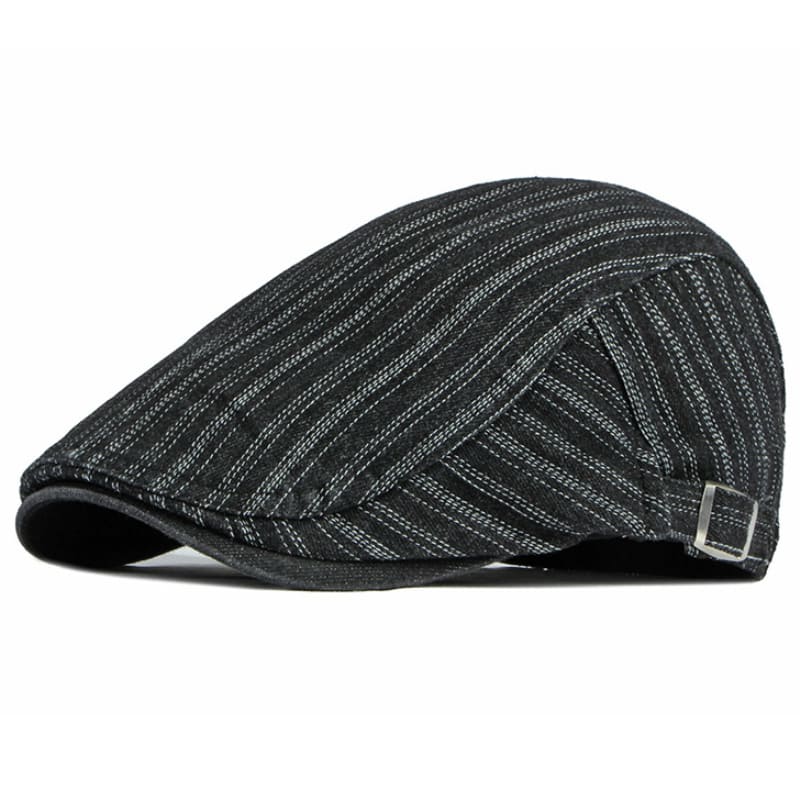 Sook Striped Denim Flat Cap