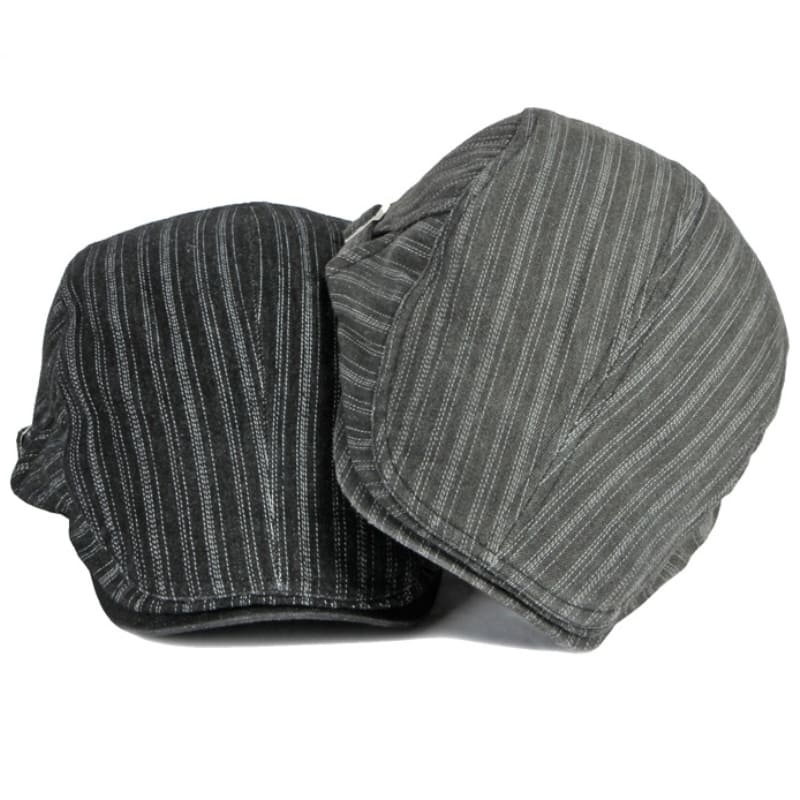 Sook Striped Denim Flat Cap