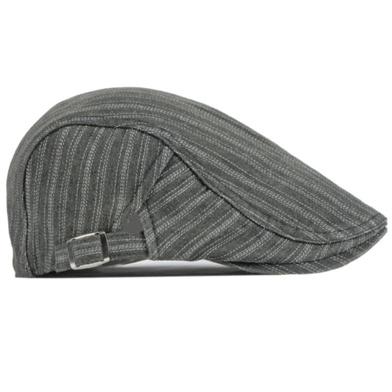 Sook Striped Denim Flat Cap