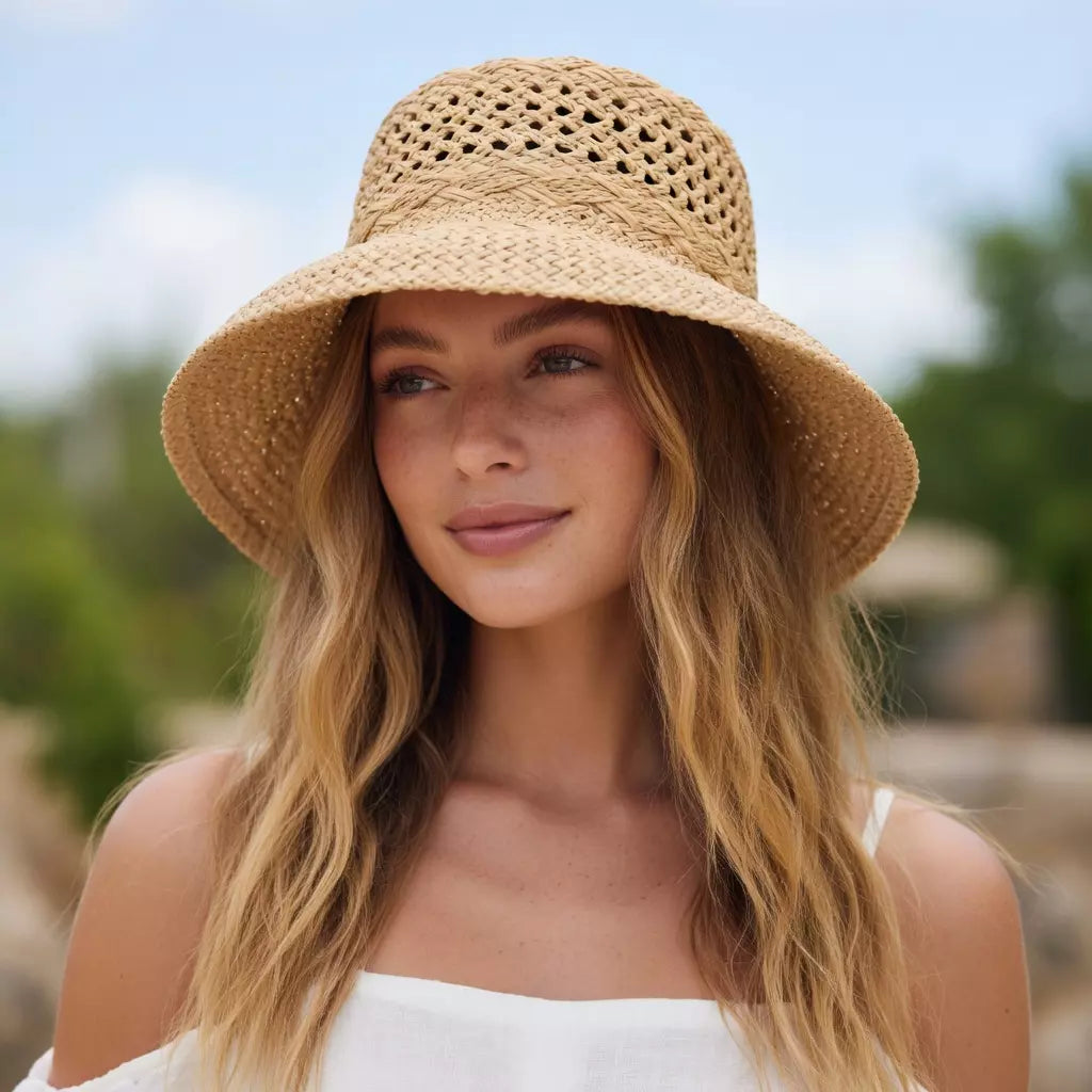 Sorrento Sun Handmade Raffia Bucket Porkpie Hat