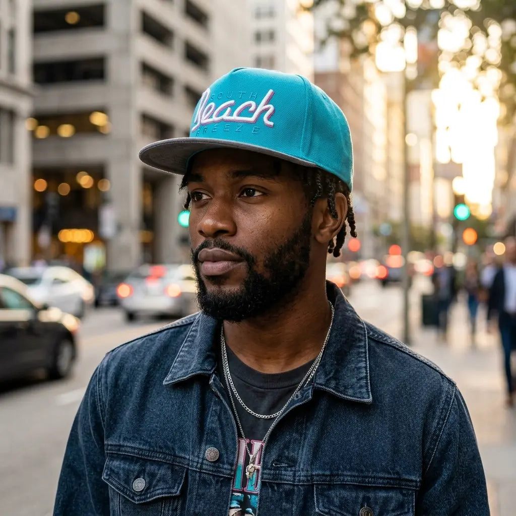 South Beach Turquoise Blue Snapback Cap