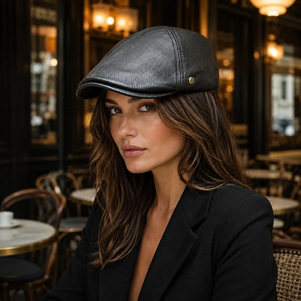 Springville Genuine Leather Flat Cap