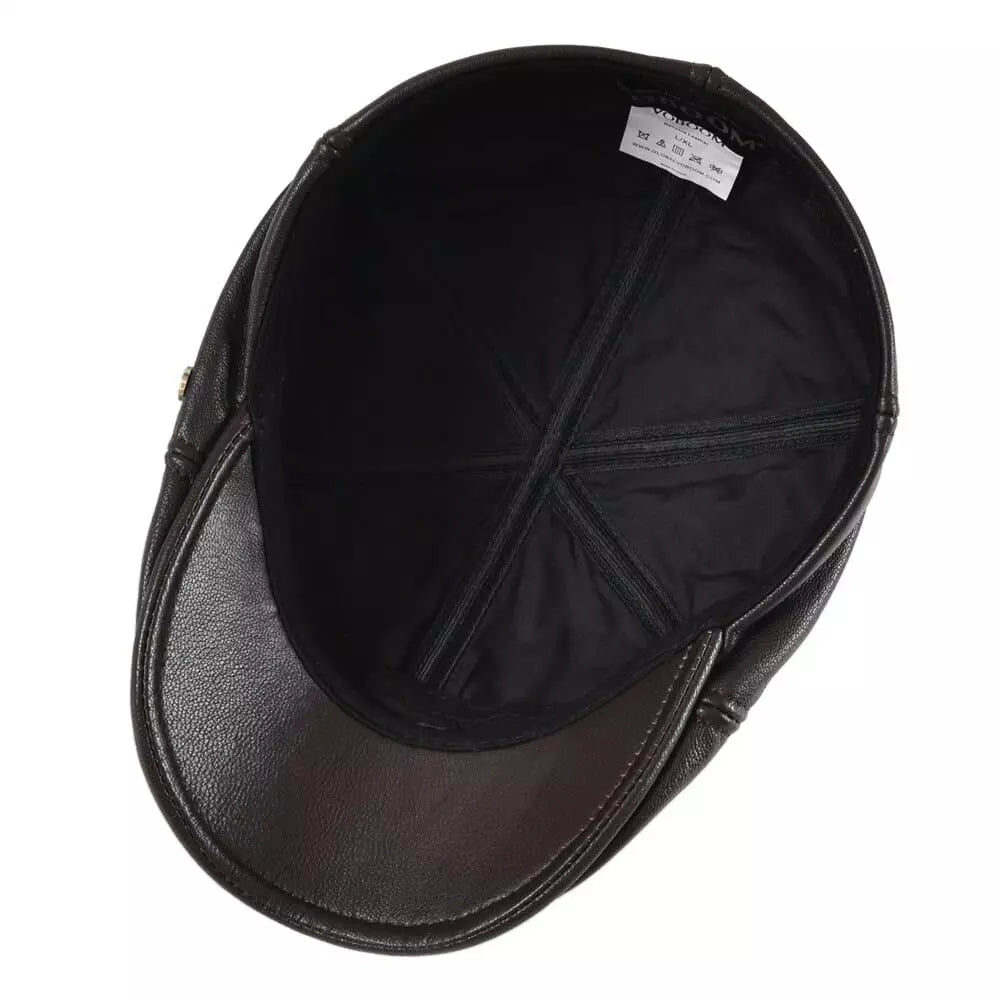 Springville Genuine Leather Flat Cap