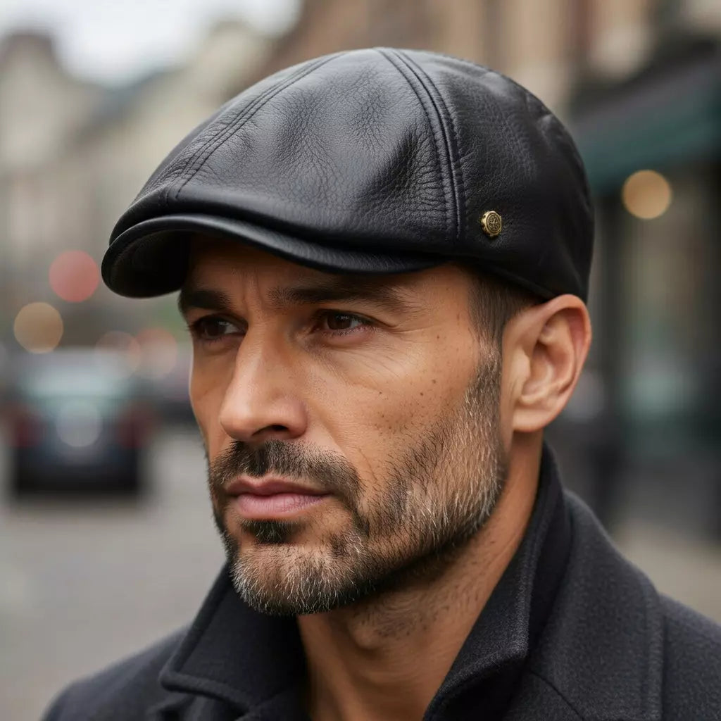 Springville Genuine Leather Flat Cap