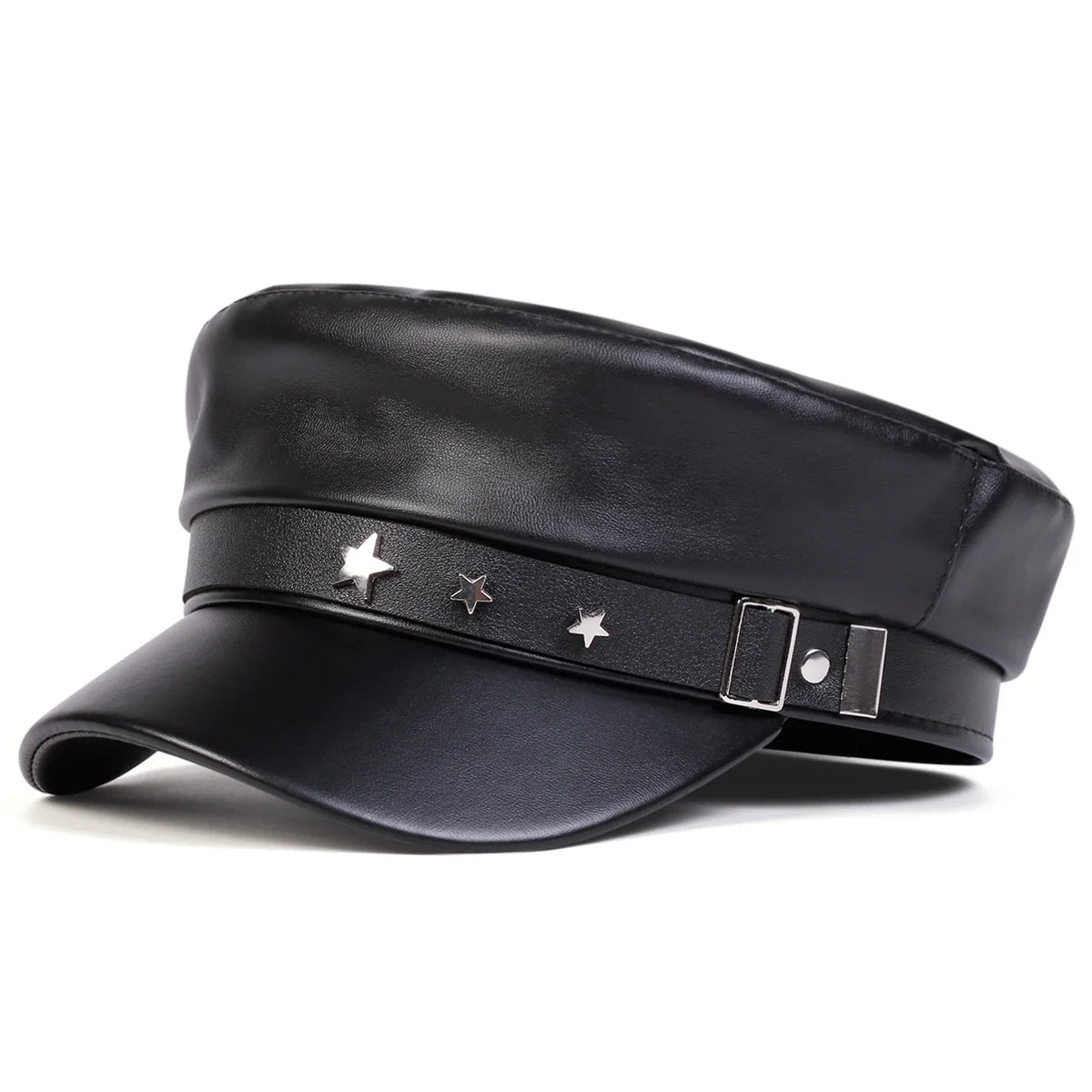 Stars Leather Breton Sailor Cap