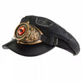 Steampunk Gears Black Leather Sailor Cap