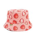 Strawberries Red Cotton Reversible Bucket Hat