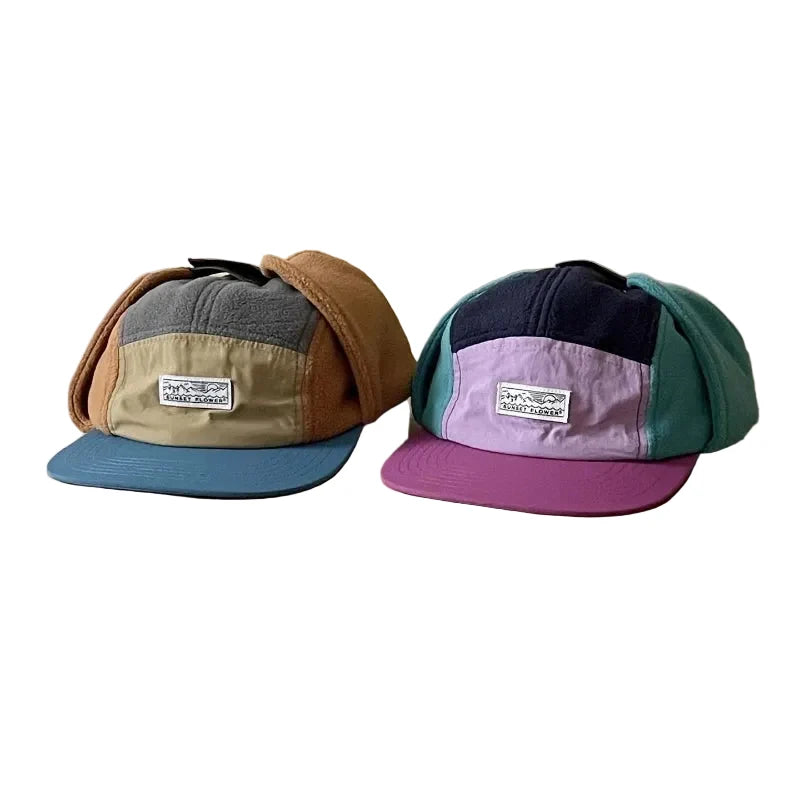 Sunset Flower Winter Earflaps 5-Panels Cap