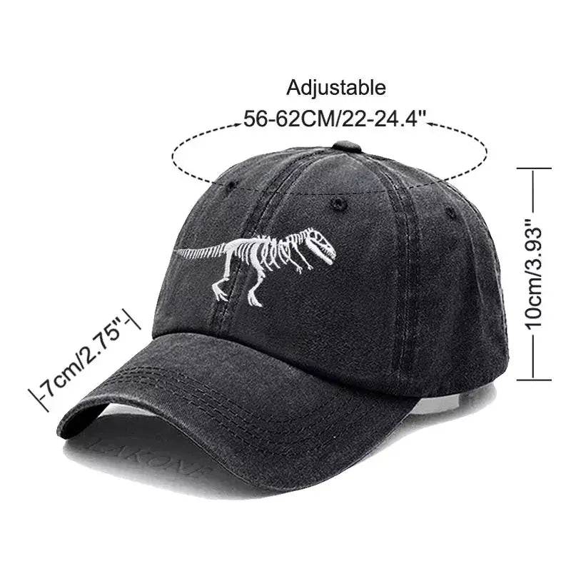T-Rex Dinosaur Skeleton Cotton Baseball Cap
