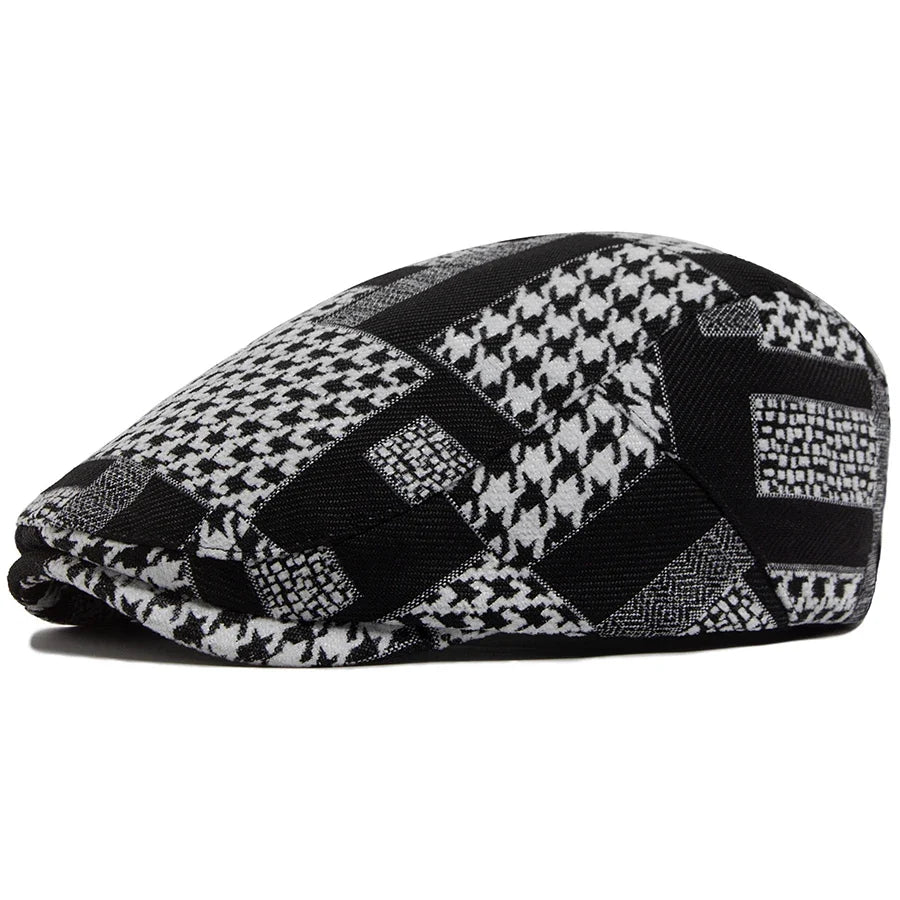Talbot Houndstooth Flat Cap