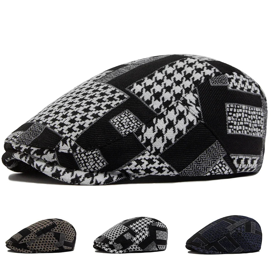 Talbot Houndstooth Flat Cap